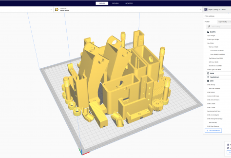 Vorbereitung eines Teildrucks in der Slicer-Software Cura.